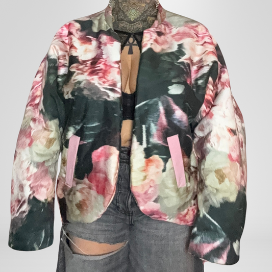 Floral  Padded Round Jacket